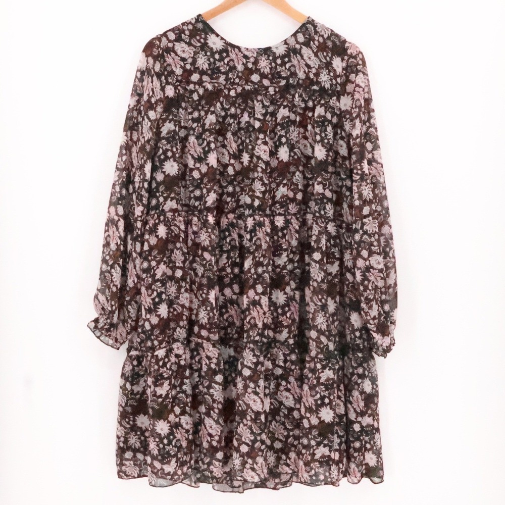 Ellos Floral Tiered Chiffon Dress‎ Size 14 Cottage Fairy Grunge Boho Romantic